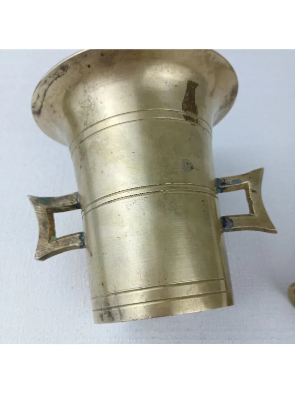 Vintage Mortar & Pestle  Heavy Solid Brass Pharmacy Apothecary Bowl Set